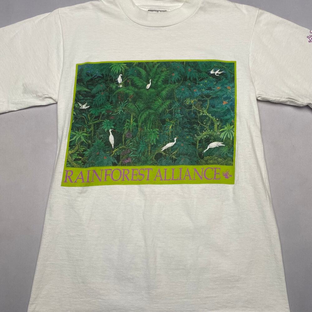 Vintage 90s Rainforest Alliance Single Stitch Shirt Men's Medium Nature Activist - Picture 2 of 9